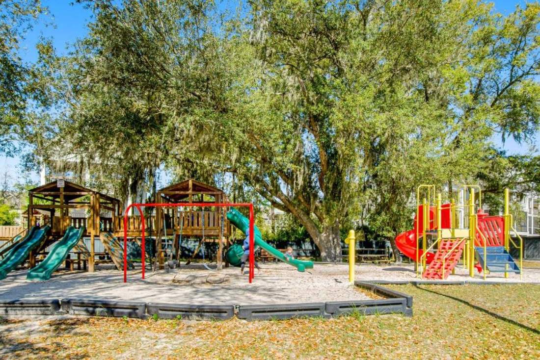 Shaded kids' playground at the resort